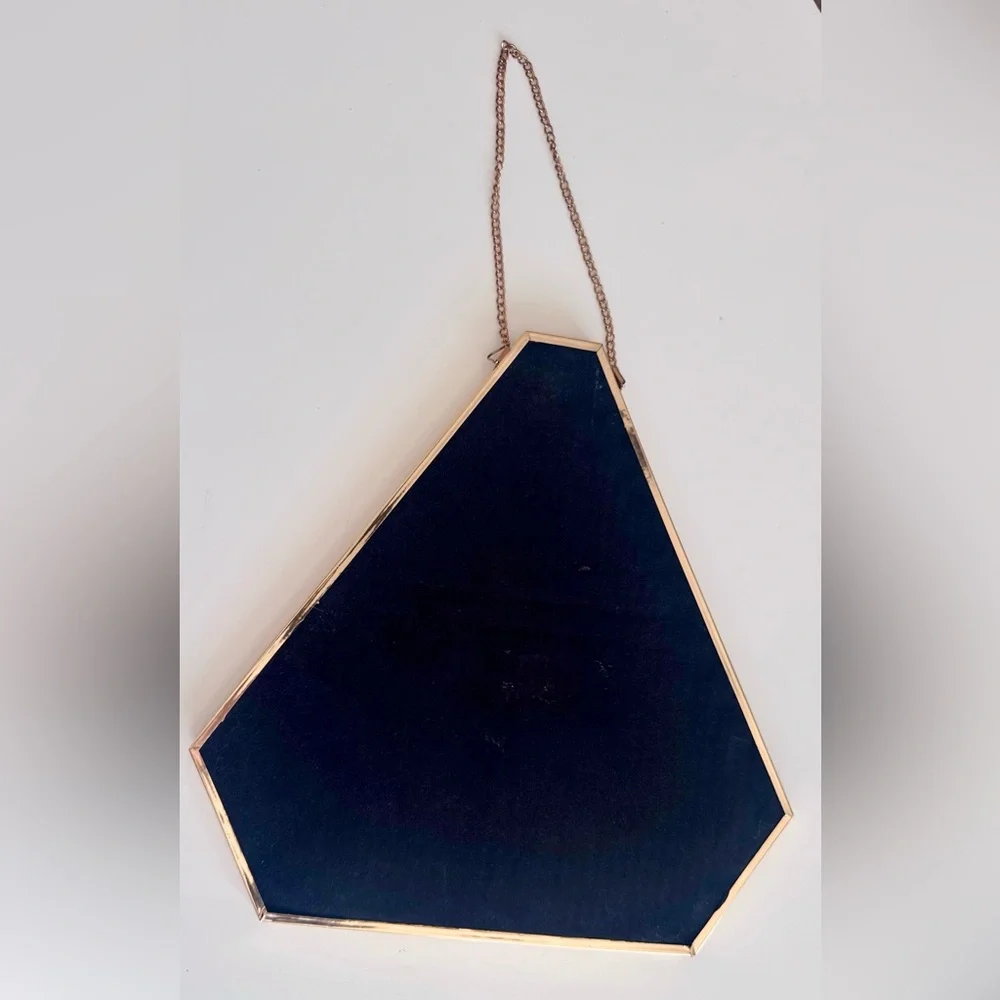 12” Vintage Gold Triangular Wall Mirror Contemporary Minimalist